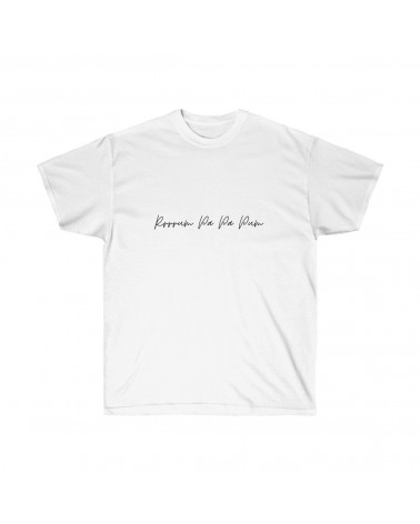 T-shirt Rum pa pa pum couleur blanc, texte noir