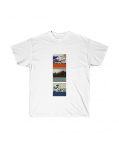 T-shirt HOKUSAI - triptyque, couleur blanc